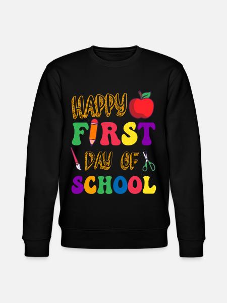 Happy First Day of School Back to School Teacher - Stanley/Stella CHANGER Unisex Organic Sweatshirt - black