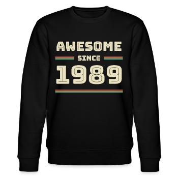 1989 Année de naissance Année de construction Idée cadeau - Sweat bio CHANGER Stanley/Stella Unisexe - noir - Devant - Nik (191cm) & Marisol (170cm)