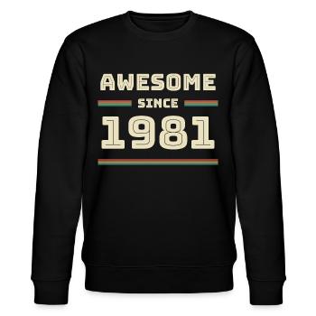 1981 Année de naissance Année de construction Idée cadeau - Sweat bio CHANGER Stanley/Stella Unisexe - noir - Devant - Nik (191cm) & Marisol (170cm)