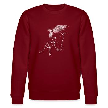 Pferd und Hund - Stanley/Stella Unisex Bio-Sweatshirt CHANGER  - Burgunderrot - Vorne - Nik (191cm) & Marisol (170cm)