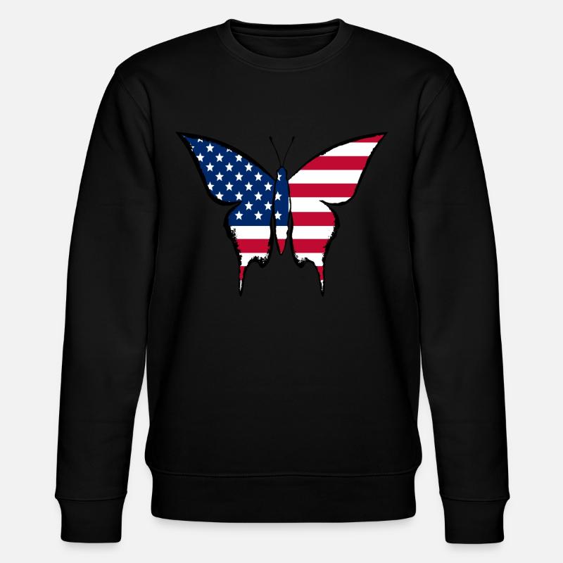 Drapeau des États-Unis papillon - Sweat bio CHANGER Stanley/Stella Unisexe - noir