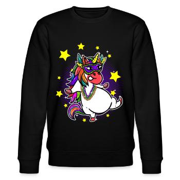 Karneval Karneval Maske Und Perlen Einhorn Party - Stanley/Stella Unisex Bio-Sweatshirt CHANGER  - Schwarz - Vorne - Nik (191cm) & Marisol (170cm)