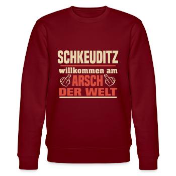 Schkeuditz - Stanley/Stella Unisex Bio-Sweatshirt CHANGER  - Burgunderrot - Vorne - Nik (191cm) & Marisol (170cm)