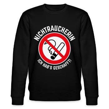 Nichtraucherin – Ich Hab’s Geschafft! (3C / W) - Stanley/Stella Unisex Bio-Sweatshirt CHANGER  - Schwarz - Vorne - Nik (191cm) & Marisol (170cm)
