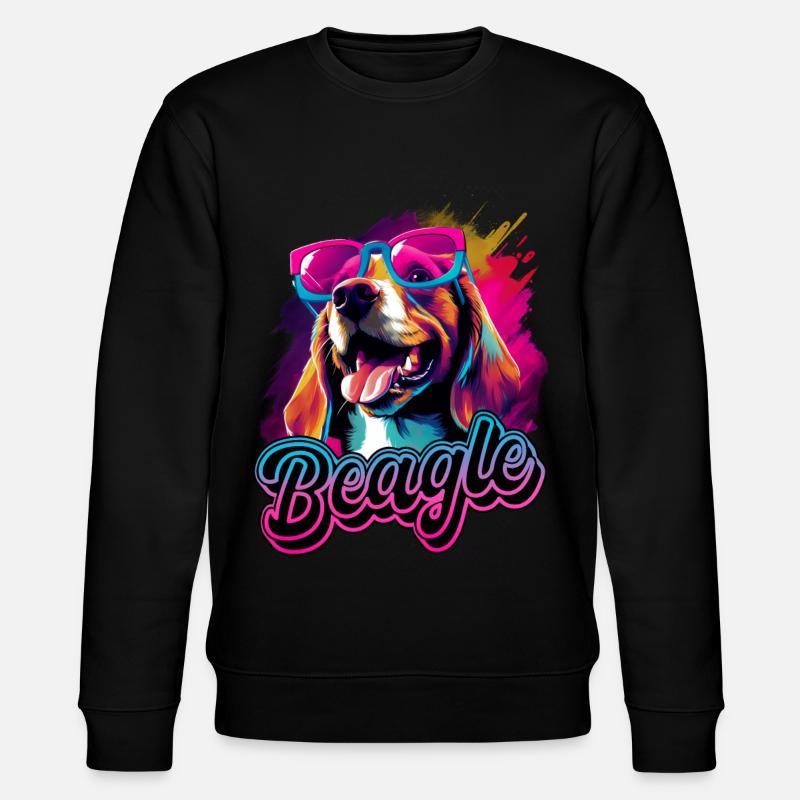 Beagle Hund mit Sonnenbrille - Stanley/Stella Unisex Bio-Sweatshirt CHANGER  - Schwarz