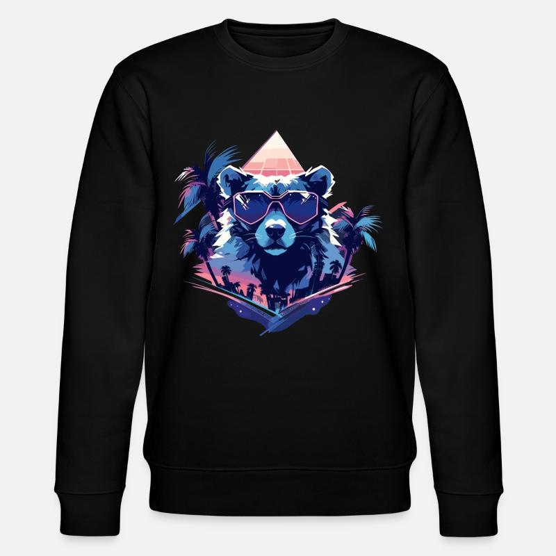 Future Bear mit Sonnenbrille - Stanley/Stella Unisex Bio-Sweatshirt CHANGER  - Schwarz