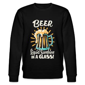 Beer Liquid Sunshine in a Glas Bier Spruch - Stanley/Stella Unisex Bio-Sweatshirt CHANGER  - Schwarz - Vorne - Nik (191cm) & Marisol (170cm)