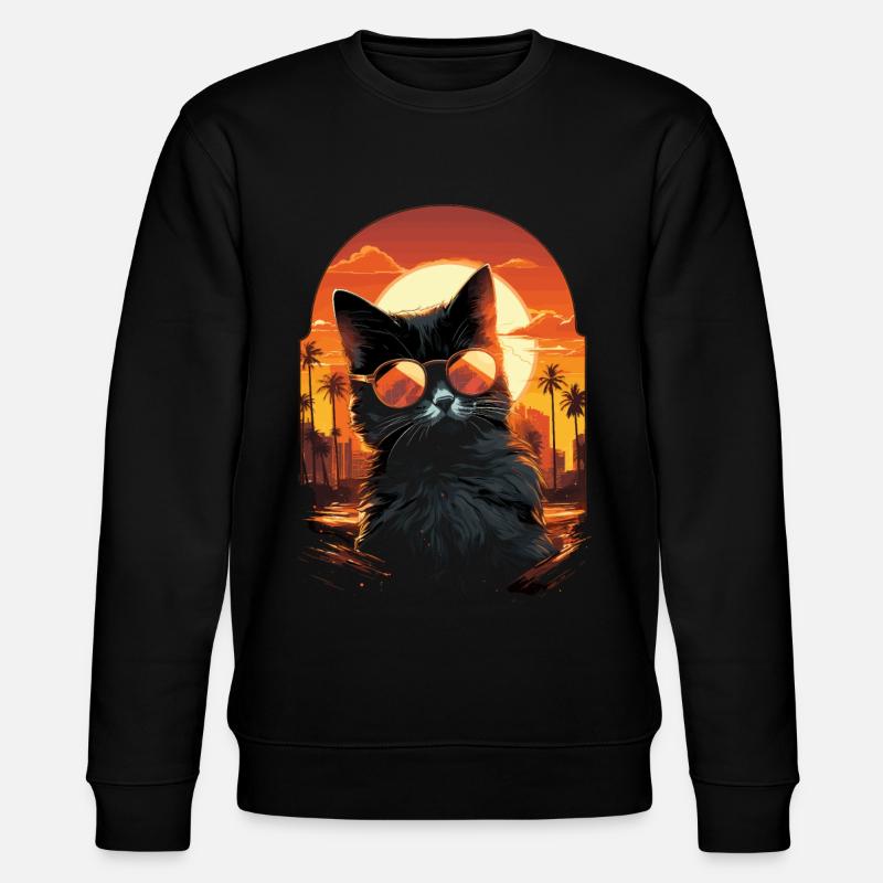 Süßes Katzenbaby mit Sonnenbrille - Stanley/Stella Unisex Bio-Sweatshirt CHANGER - Schwarz