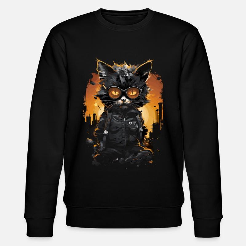Cute kitten with sunglasses - Stanley/Stella CHANGER Unisex Organic Sweatshirt - black