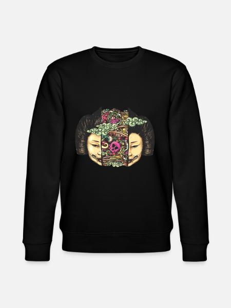 Split Head Gueisha Doodle - Stanley/Stella CHANGER Unisex Organic Sweatshirt - black