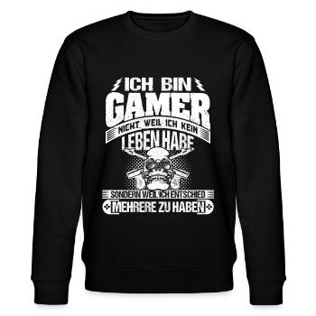 Gaming Gaming Gaming Gaming Gaming - Stanley/Stella Unisex Bio-Sweatshirt CHANGER  - Schwarz - Vorne - Nik (191cm) & Marisol (170cm)