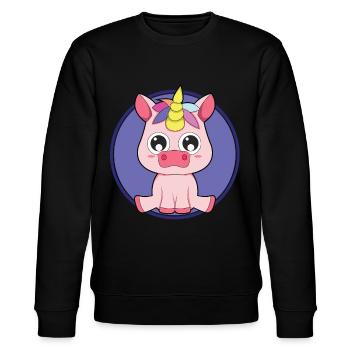 Baby Einhorn niedliche Tiere - Stanley/Stella Unisex Bio-Sweatshirt CHANGER  - Schwarz - Vorne - Nik (191cm) & Marisol (170cm)