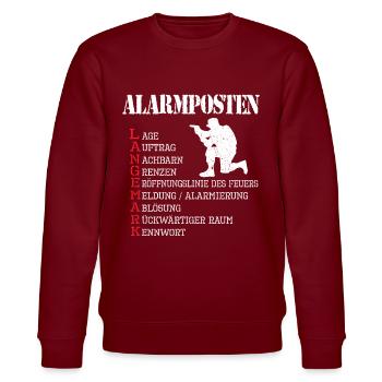 Bundeswehr Alarmposten Ablösegespräch LANGEMARK - Stanley/Stella Unisex Bio-Sweatshirt CHANGER  - Burgunderrot - Vorne - Nik (191cm) & Marisol (170cm)