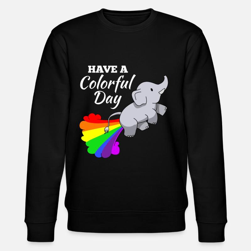 Éléphant blague illustration comique arc-en-ciel - Sweat bio CHANGER Stanley/Stella Unisexe - noir