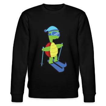 Ski Tier Schildkröte - Stanley/Stella Unisex Bio-Sweatshirt CHANGER  - Schwarz - Vorne - Nik (191cm) & Marisol (170cm)