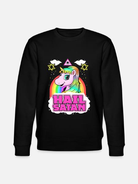 Hail Satan Unicorn - Death Metal Rainbow Design - Stanley/Stella CHANGER Unisex Organic Sweatshirt - black