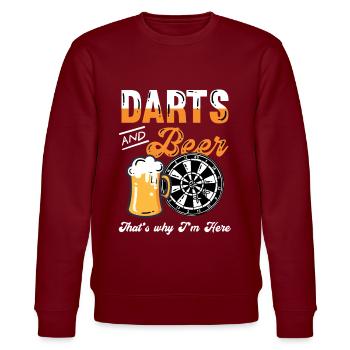 Geschenke für Dart Spieler mit Darts Motiv, - Stanley/Stella Unisex Bio-Sweatshirt CHANGER  - Burgunderrot - Vorne - Nik (191cm) & Marisol (170cm)