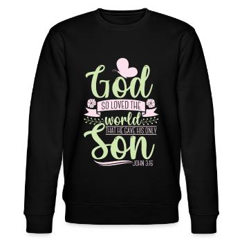 Christlicher Bibelvers Religion - Stanley/Stella Unisex Bio-Sweatshirt CHANGER  - Schwarz - Vorne - Nik (191cm) & Marisol (170cm)