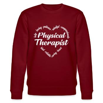 Physiotherapeut - Stanley/Stella Unisex Bio-Sweatshirt CHANGER  - Burgunderrot - Vorne - Nik (191cm) & Marisol (170cm)
