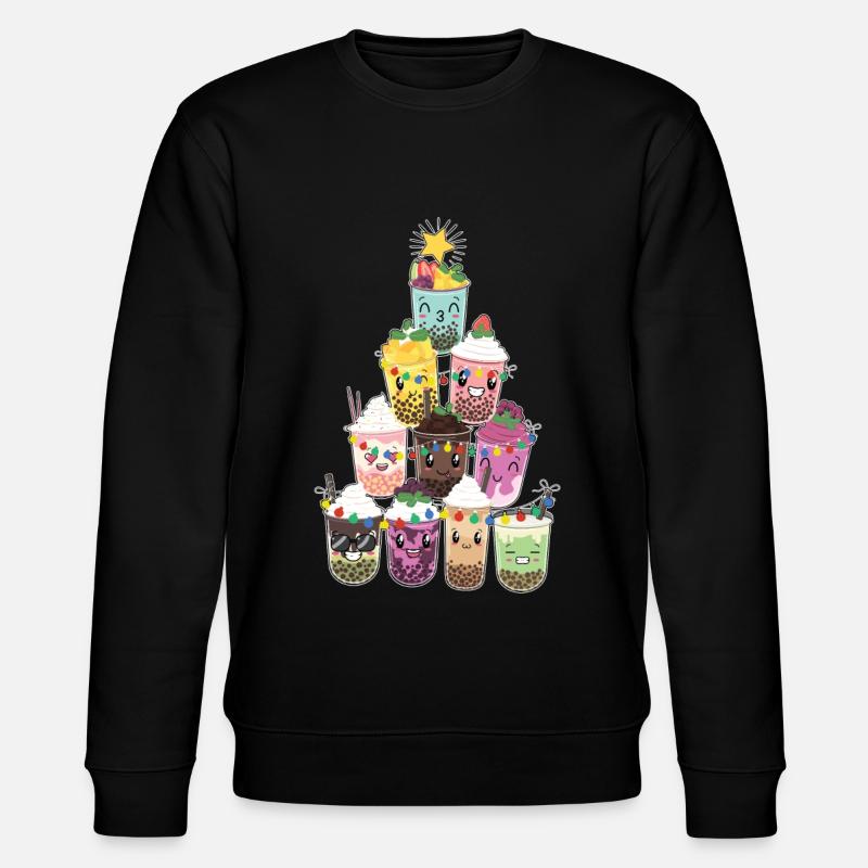 Bubble Tea Christmas Tree - Stanley/Stella CHANGER Unisex Organic Sweatshirt - black
