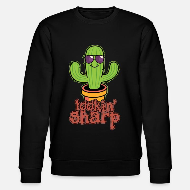 Kaktus Pflanze Looking Sharp - Stanley/Stella Unisex Bio-Sweatshirt CHANGER  - Schwarz