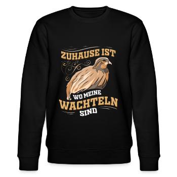 Zuhause ist wo meine Wachteln sind - Wachtelvogel - Stanley/Stella Unisex Bio-Sweatshirt CHANGER  - Schwarz - Vorne - Nik (191cm) & Marisol (170cm)