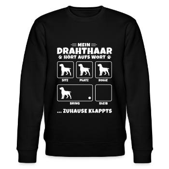 Deutsch Drahthaar Hundetricks Drahthaar Spruch - Stanley/Stella Unisex Bio-Sweatshirt CHANGER  - Schwarz - Vorne - Nik (191cm) & Marisol (170cm)