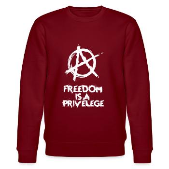 Symbole punk anarchie « La liberté est un privilège » - Sweat bio CHANGER Stanley/Stella Unisexe - bordeaux - Devant - Nik (191cm) & Marisol (170cm)