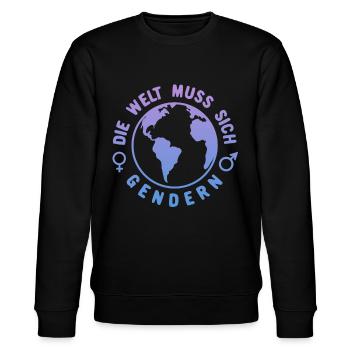 Gendergerecht Gendern LGBT Transgender Gender Welt - Stanley/Stella Unisex Bio-Sweatshirt CHANGER  - Schwarz - Vorne - Nik (191cm) & Marisol (170cm)