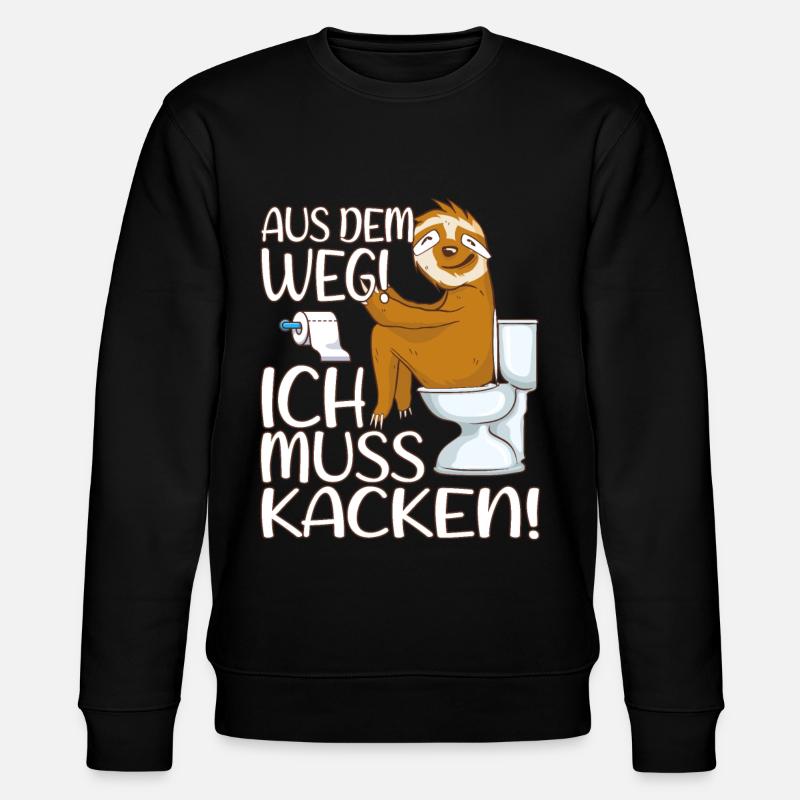 Faultier auf Klo - aus dem Weg ich muss kacken - Stanley/Stella Unisex Bio-Sweatshirt CHANGER - Schwarz