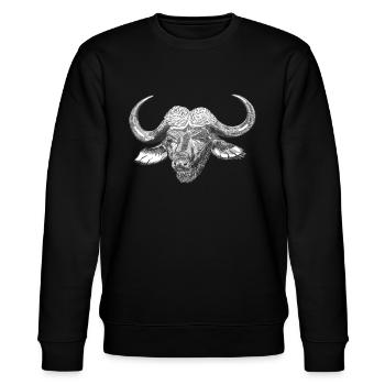 Wasserbüffel Ochse - Stanley/Stella Unisex Bio-Sweatshirt CHANGER  - Schwarz - Vorne - Nik (191cm) & Marisol (170cm)