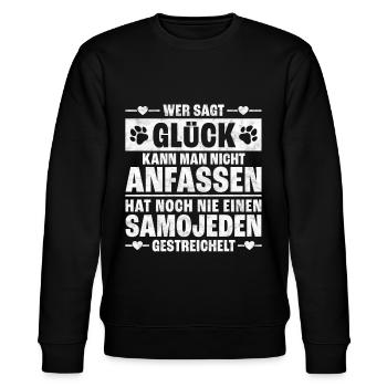 Samojede streicheln Schlittenhund Spruch - Stanley/Stella Unisex Bio-Sweatshirt CHANGER  - Schwarz - Vorne - Nik (191cm) & Marisol (170cm)