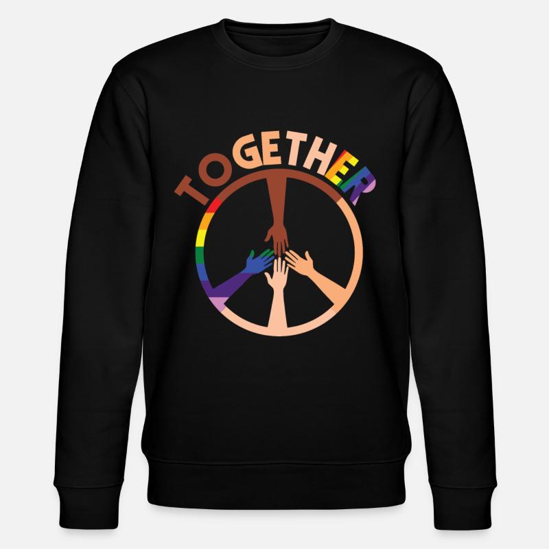 Human Rights Together Peace Sign - Stanley/Stella CHANGER Unisex Organic Sweatshirt - black