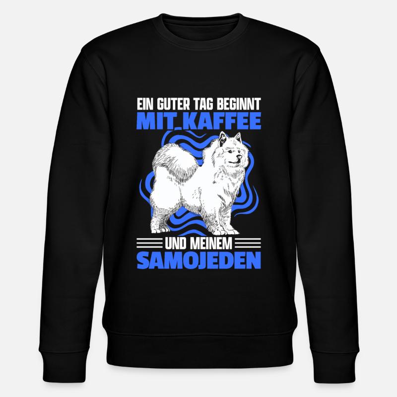 Samojede und Kaffee Schlittenhund Samojeden - Stanley/Stella Unisex Bio-Sweatshirt CHANGER  - Schwarz