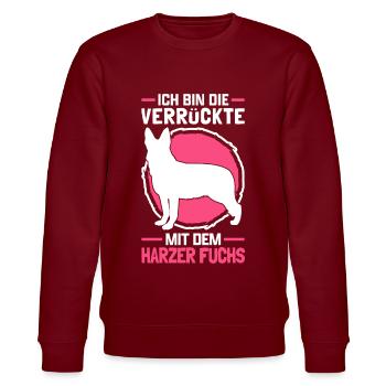 Verrückte mit Harzer Fuchs altdeutscher Hütehund - Stanley/Stella Unisex Bio-Sweatshirt CHANGER  - Burgunderrot - Vorne - Nik (191cm) & Marisol (170cm)