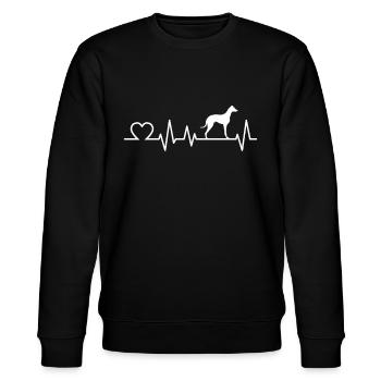 Galgo Espanol Heartbeat Spanish Greyhound - Stanley/Stella CHANGER Unisex Organic Sweatshirt - black - Front - Nik (191cm) & Marisol (170cm)