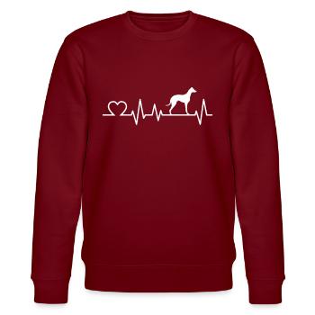 Galgo Espanol Herzschlag spanischer Windhund - Stanley/Stella Unisex Bio-Sweatshirt CHANGER  - Burgunderrot - Vorne - Nik (191cm) & Marisol (170cm)