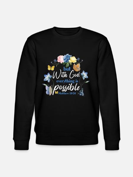 Christian Bible Verse Butterfly - Stanley/Stella CHANGER Unisex Organic Sweatshirt - black