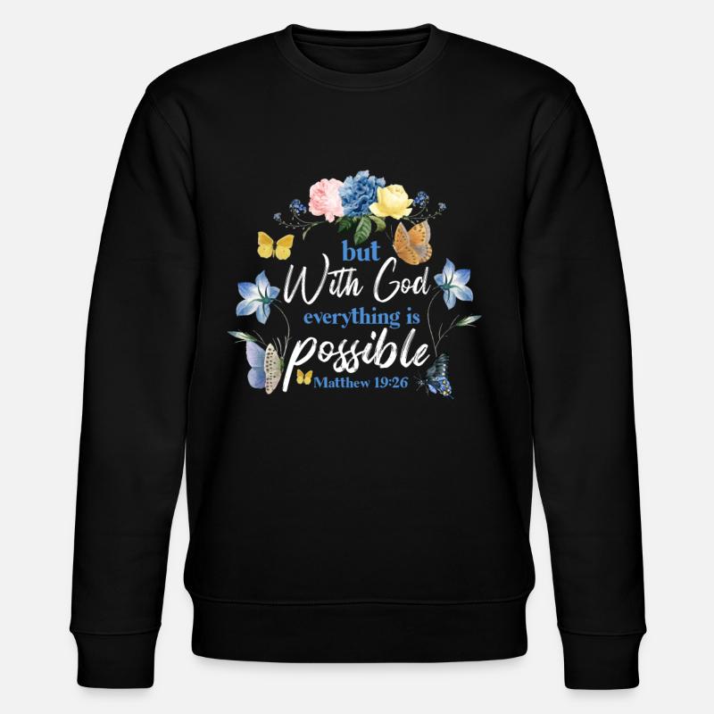 Christian Bible Verse Butterfly - Stanley/Stella Unisex Bio-Sweatshirt CHANGER - Schwarz