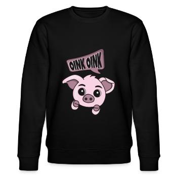 Süßes, kleines Schweinchen Oink Schwein Bauernhof - Stanley/Stella Unisex Bio-Sweatshirt CHANGER  - Schwarz - Vorne - Nik (191cm) & Marisol (170cm)