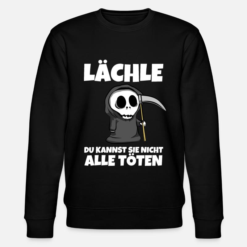 Lächle du kannst sie nicht alle töten - Sensenmann - Stanley/Stella Unisex Bio-Sweatshirt CHANGER  - Schwarz