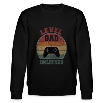 Level Dad unlocked - Stanley/Stella Unisex Bio-Sweatshirt CHANGER  - Schwarz - Vorne - Nik (191cm) & Marisol (170cm)