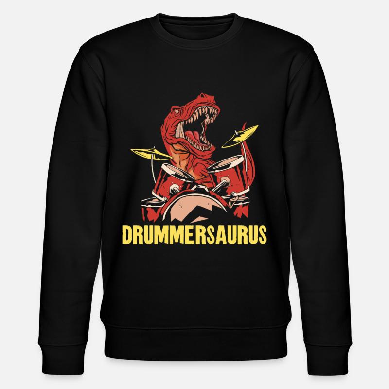 Drummer Drum Set Dinosaur T-Rex - Stanley/Stella CHANGER Unisex Organic Sweatshirt - black