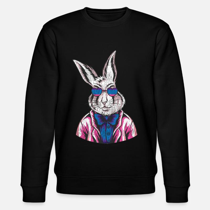 Bisexual Bi Pride Flag Rabbit - Stanley/Stella CHANGER Unisex Organic Sweatshirt - black