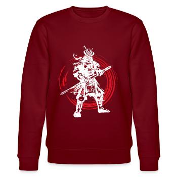 Samurai Japanese Warrior Blood Moon Design - Stanley/Stella CHANGER Unisex Organic Sweatshirt - burgundy - Front - Nik (191cm) & Marisol (170cm)