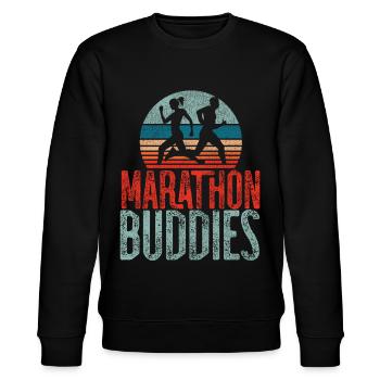 Running Runner Half Marathon - Stanley/Stella CHANGER Unisex Organic Sweatshirt - black - Front - Nik (191cm) & Marisol (170cm)