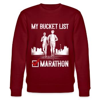 Running Runner Half Marathon - Stanley/Stella CHANGER Unisex Organic Sweatshirt - burgundy - Front - Nik (191cm) & Marisol (170cm)
