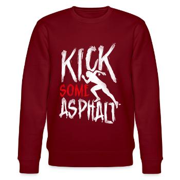Running Runner Half Marathon - Stanley/Stella CHANGER Unisex Organic Sweatshirt - burgundy - Front - Nik (191cm) & Marisol (170cm)