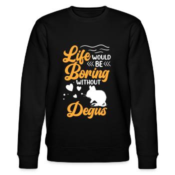 Langweilig ohne Degu Nagetier Stauchratte - Stanley/Stella Unisex Bio-Sweatshirt CHANGER  - Schwarz - Vorne - Nik (191cm) & Marisol (170cm)