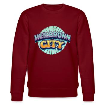 Heilbronn Deutschland Stadt Schrift Pop Art Comic - Stanley/Stella Unisex Bio-Sweatshirt CHANGER  - Burgunderrot - Vorne - Nik (191cm) & Marisol (170cm)